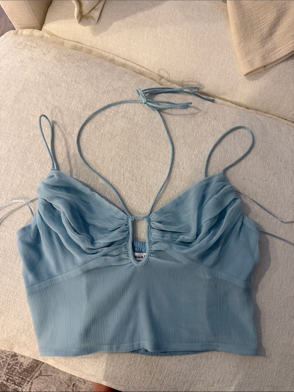 Abercrombie & Fitch Light Blue Ruched Crop Cami
